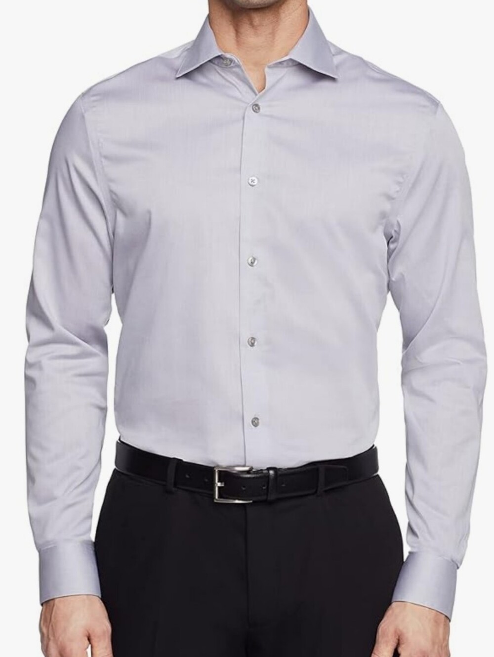 Calvin Klein Reg Fit Herringbone Steel Gray Long Sleeve Dress Shirt 18 34/35 NWT